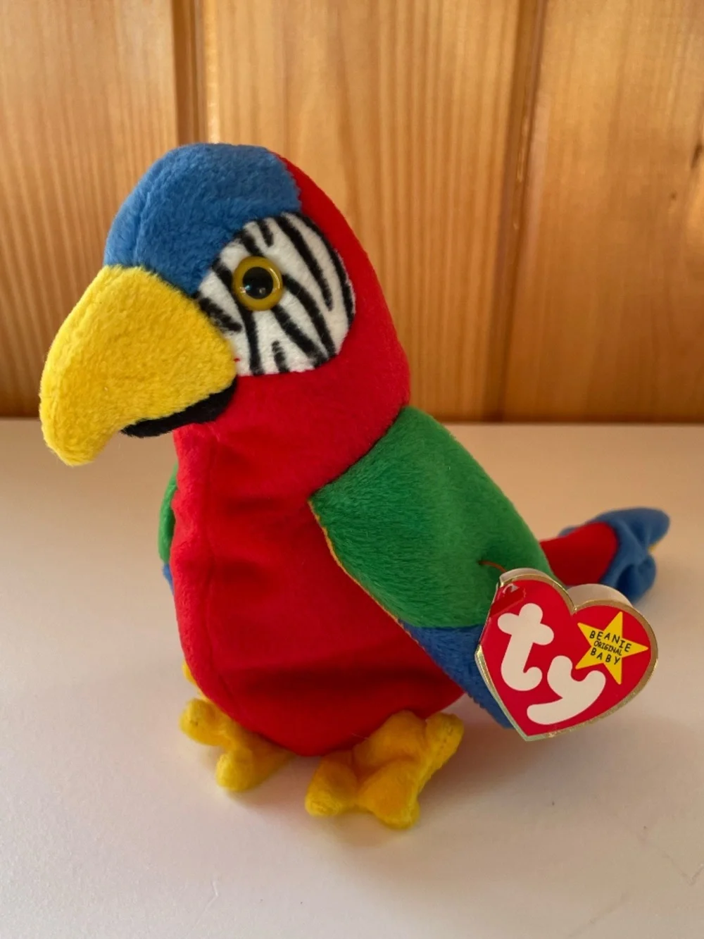 5 Vintage Ty Beanie Babies Birds  - Jabber, Rocket, Early, Stretch, Teenie Strut